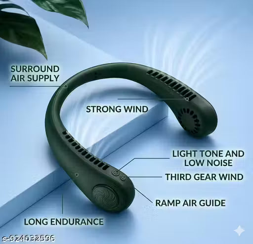 Hands-Free Portable Neck Fan - Bladeless Design | USB Rechargeable | 360° Cooling for Sports, Travel, Outdoor Work